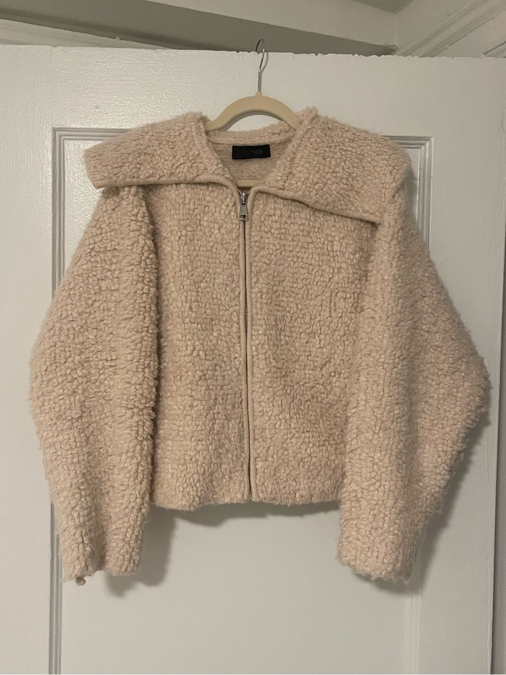 Zara Cream Teddy Sherpa Zip Jacket
